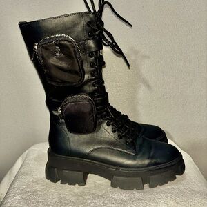 Steve Madden Thorpe Combat Stylish Black Women's Boots with Pockets